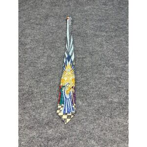 St. Nicks Tie Shop Mens Stained Glass Nativity Scene Christmas Silk Necktie Blue